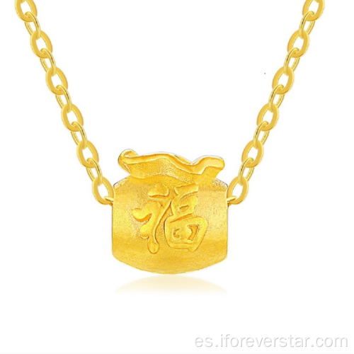 24k Pure Gold Heart Colgante Collar Joyería de Mujeres